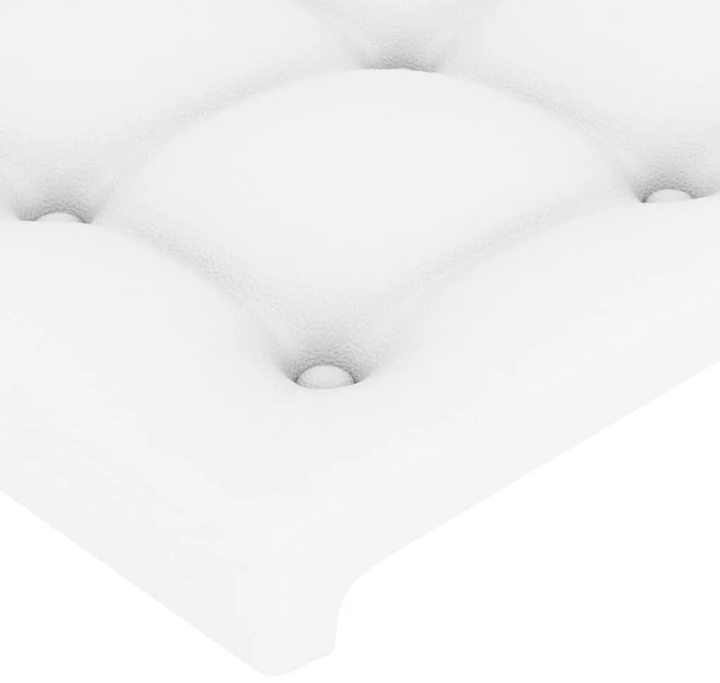 Cabeceira de cama c/ LED couro artificial 200x5x78/88 cm branco
