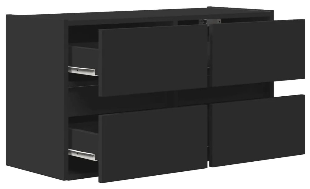 Móvel de parede para TV com luzes LED 80x31x45 cm preto