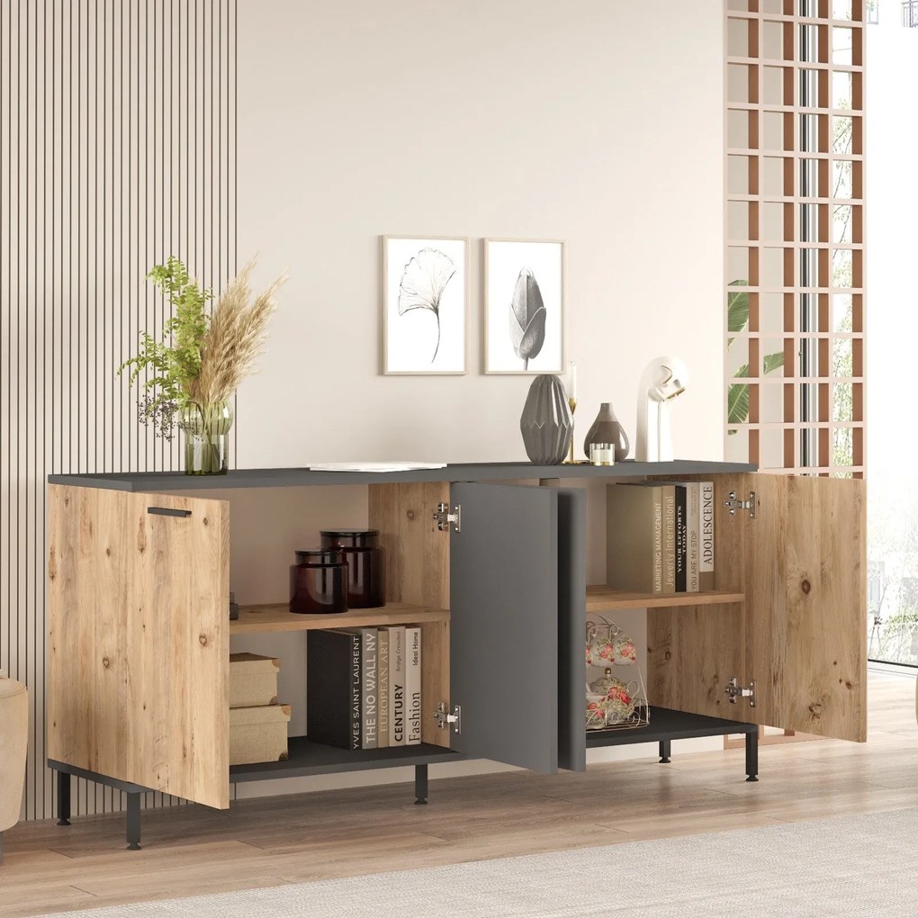 Console RL4 – Atlantic Pine Anthracite – 160 cm x 71,8 cm x 40 cm