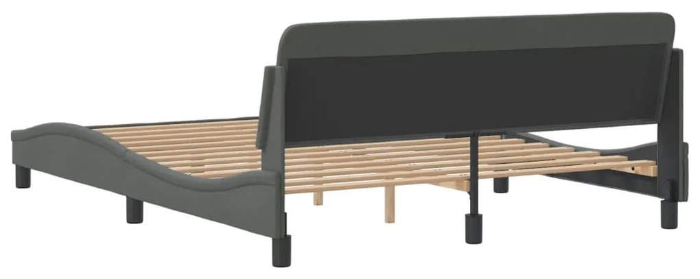 Estrutura de cama sem colchão 160x200 cm tecido cinzento-escuro