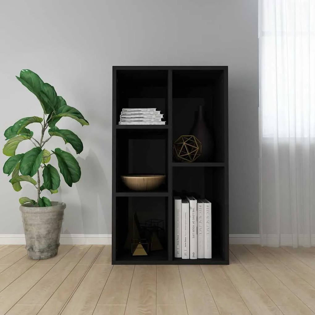 vidaXL Estante/aparador 50x25x80 cm contraplacado preto brilhante
