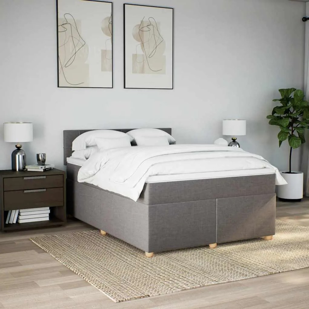 Cama com molas/colchão 140x190 cm tecido castanho-acinzentado