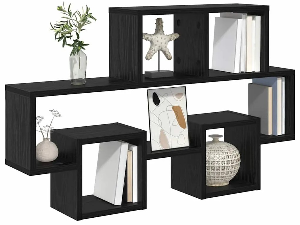 Prateleira de Parede Carvalho Preto 82 x 15 x 51 cm