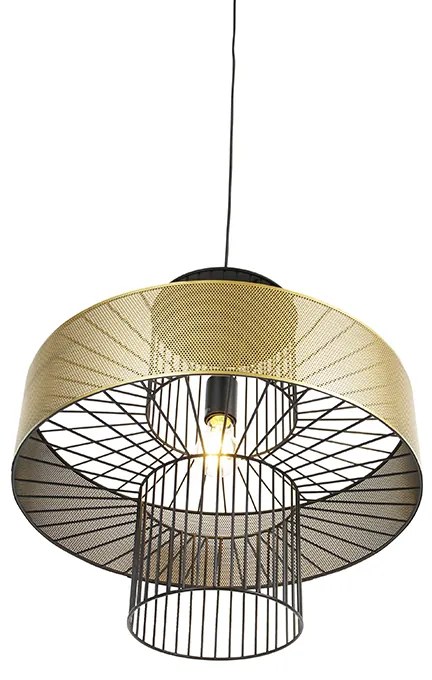 Candeeiro de suspensão design dourado com preto 50 cm - Tess