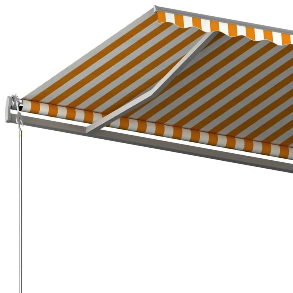 Toldo retrátil manual com postes 6x3,5 m amarelo e branco