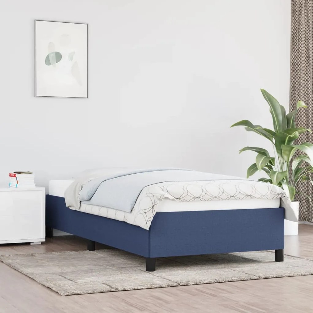 vidaXL Estrutura de cama sem colchão 90x200 cm tecido azul