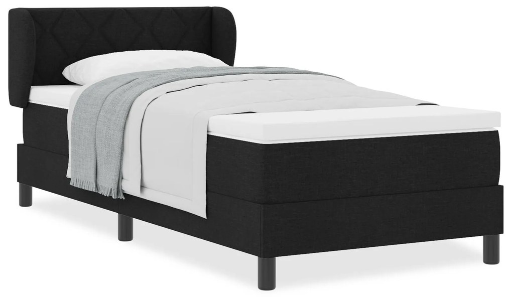 Cama Box Spring vidaXL com Colchão Preto 90x190 cm Tecido
