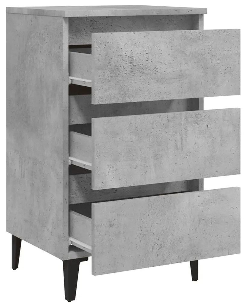 Mesa cabeceira c/ pernas de metal 40x35x69 cm cinzento cimento