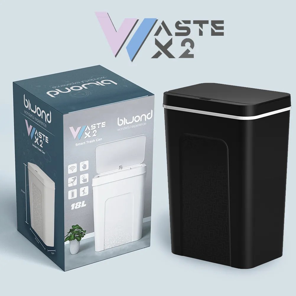 Caixote Lixo Inteligente com Sensor 18L Preto Biwond