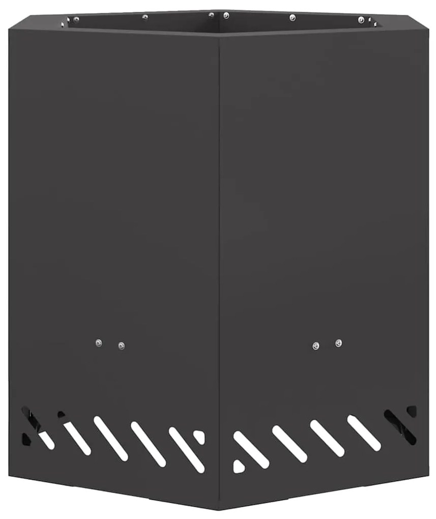 Fogueira Sem Fumaça Hexagonal Preta 48x48x51 cm Aço
