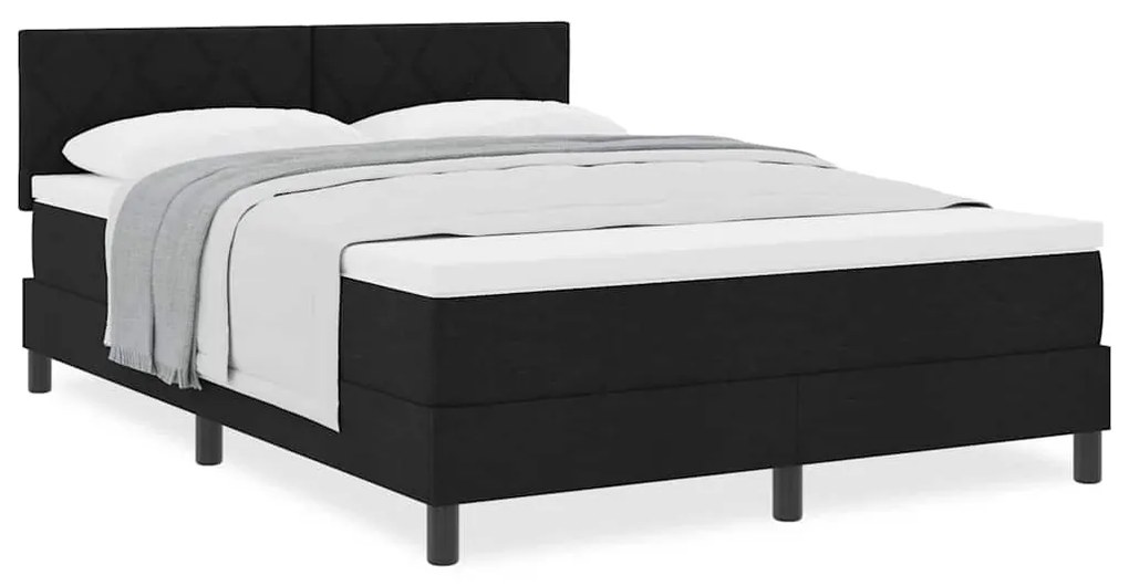 Cama Box Spring com Colchão Preta 140x200 cm Tecido