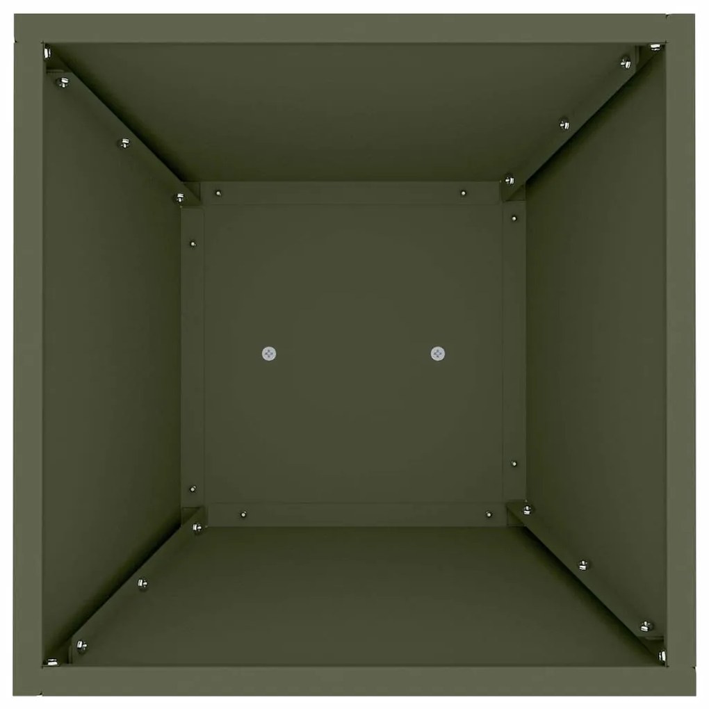 Jardineiras de pilar - 2 peças com tigela verde-azeitona, medindo 35x3