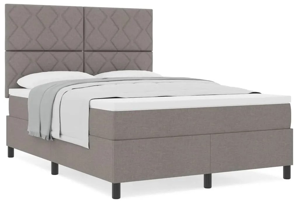 Cama Box Spring com Colchão Taupe 160x200 cm Tecido
