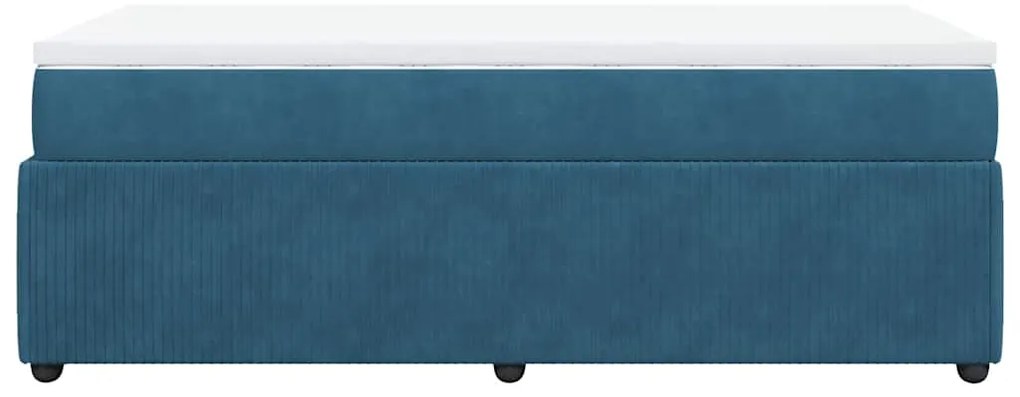 Cama com molas/colchão 80x200 cm veludo azul-escuro
