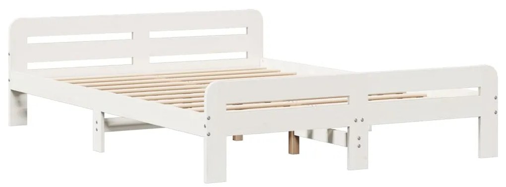 Cama sem colchão 140x190 cm madeira de pinho maciça branco