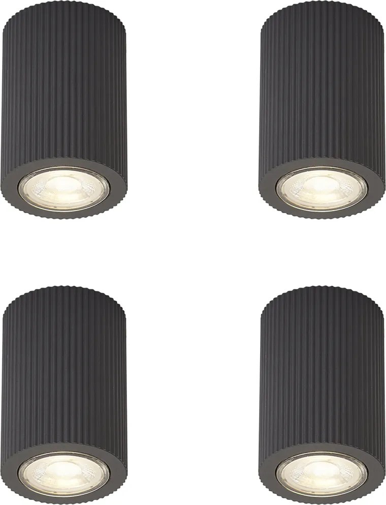 Conjunto de 4 focos de teto modernos pretos - Sprawl