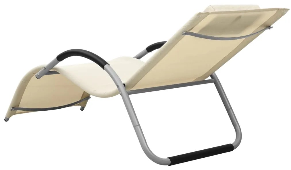 Espreguiçadeiras 2 pcs textilene cor creme e cinzento