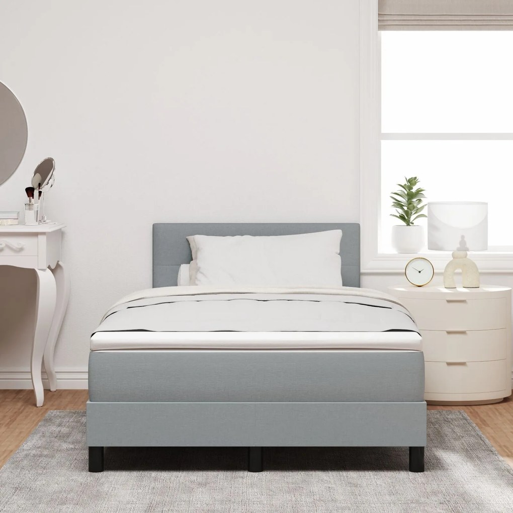 Cama Box com Colchão Cinza Claro 120x200 cm Tecido