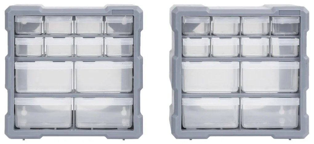 Caixas organizadoras com 12 gavetas 2 pcs 26,5x16x26 cm