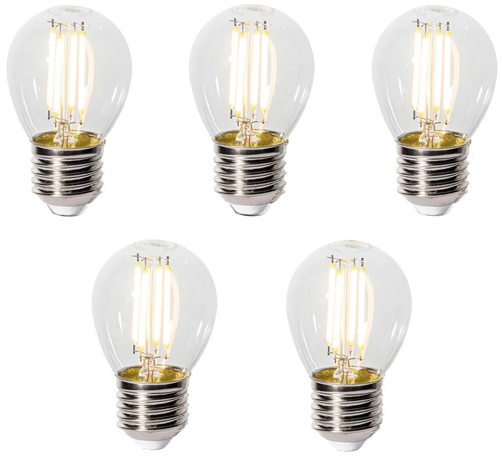 Conjunto de 5 E27 3-staps dimbaar LED lamp P45 helder glas 5W 470 lm 2700K