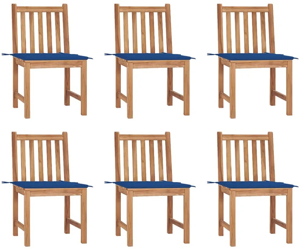 vidaXL Cadeiras de jardim 6 pcs c/ almofadões madeira de teca maciça