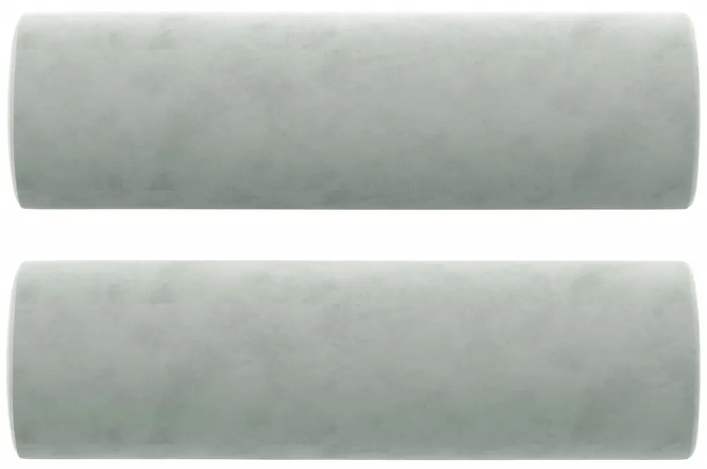 Sofá 2 lugares + almofadas decorativas 120cm veludo cinza-claro