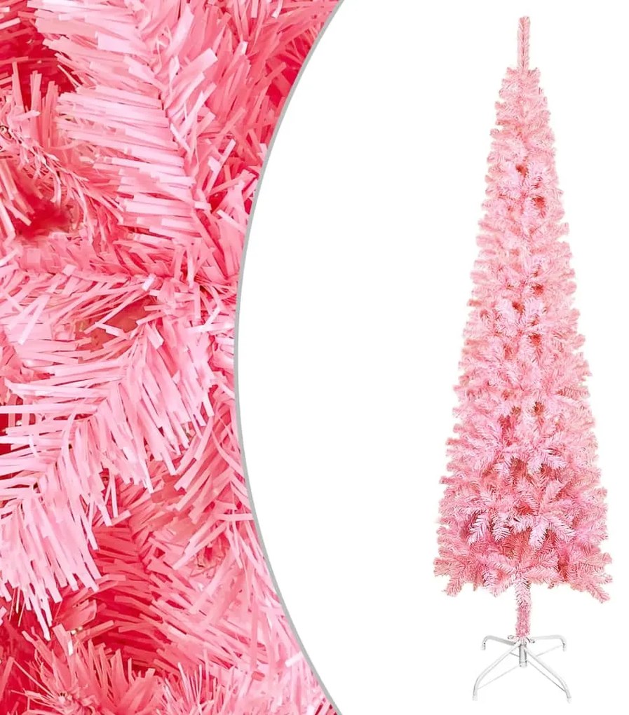 vidaXL Árvore de Natal fina 120 cm rosa