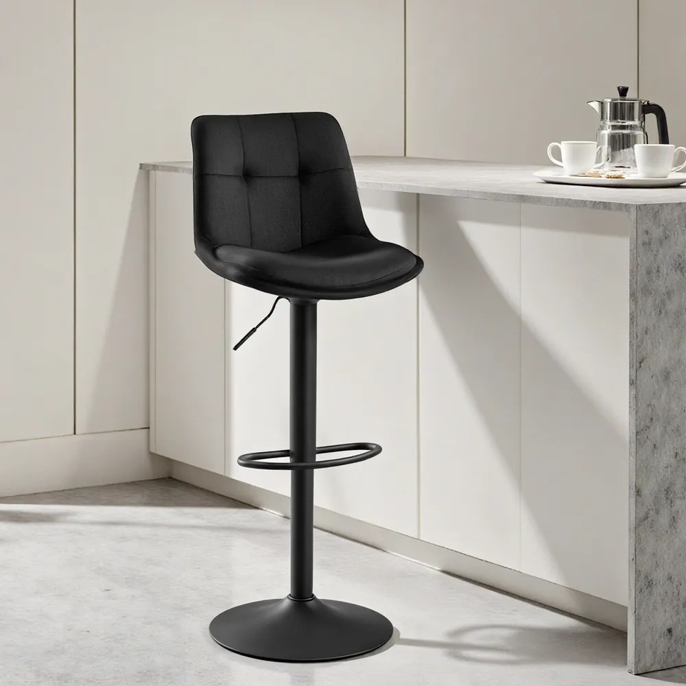 Conjunto 2 bancos de bar, com encosto e apoio para os pés, reguláveis em altura 48,5 x 43 x (93,5-114) cm Pretos