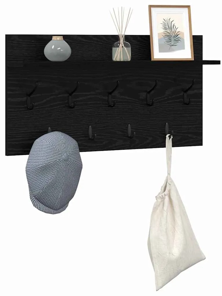 Cabideiro de Parede Carvalho preto 80 x 40 x 12 cm