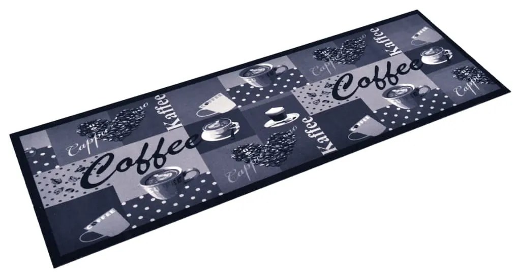 Tapete de cozinha lavável com design café 60x180 cm azul