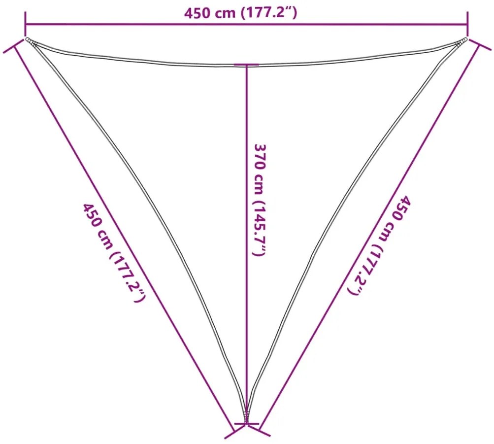 Para-sol estilo vela 160 g/m² 4,5x4,5x4,5 m PEAD cor creme