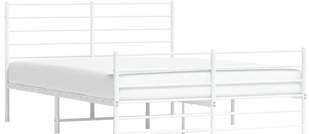 Estrutura de cama com cabeceira e pés 160x200 cm metal branco