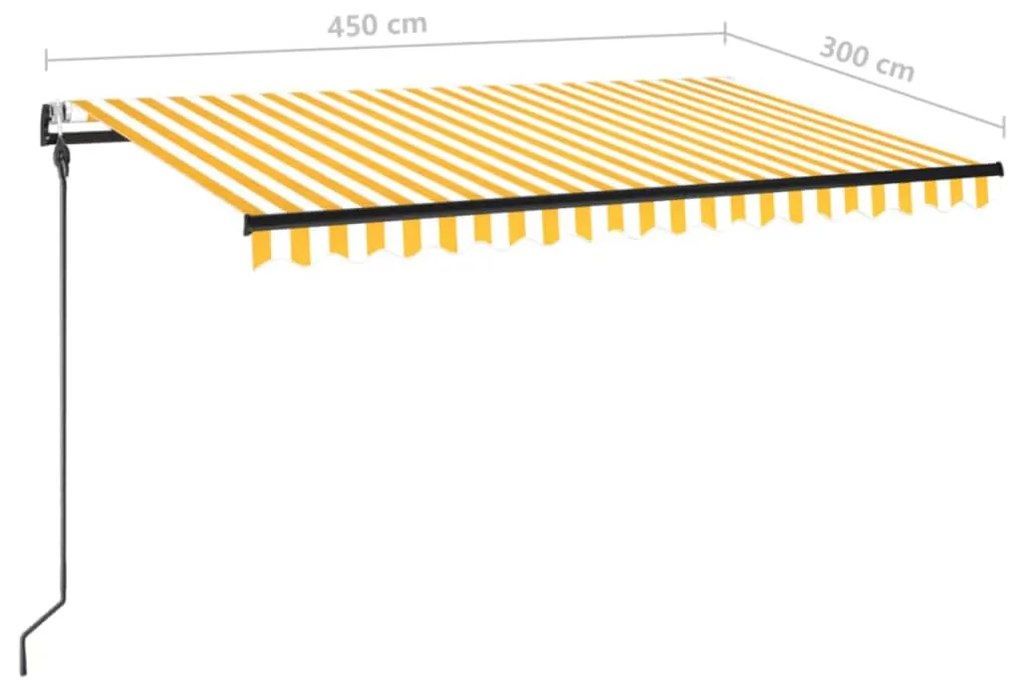 Toldo retrátil automático 450x300 cm amarelo e branco