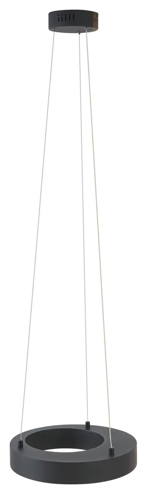 LED Candeeiro suspenso moderno preto 35cm regulável em 3 níveis - Organici Moderno