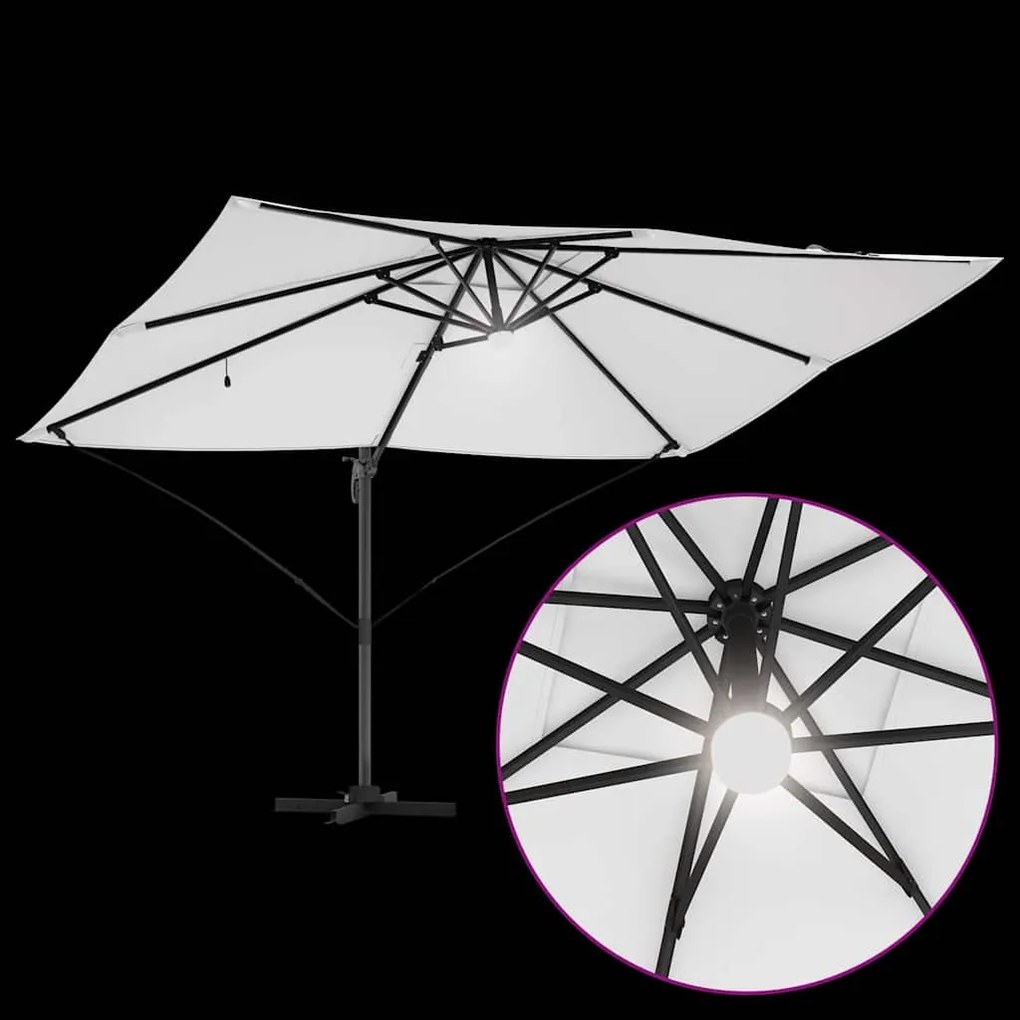 Guarda-Sol Cantilever Roma com LEDs na Cor Areia - 352x251x265 cm em A