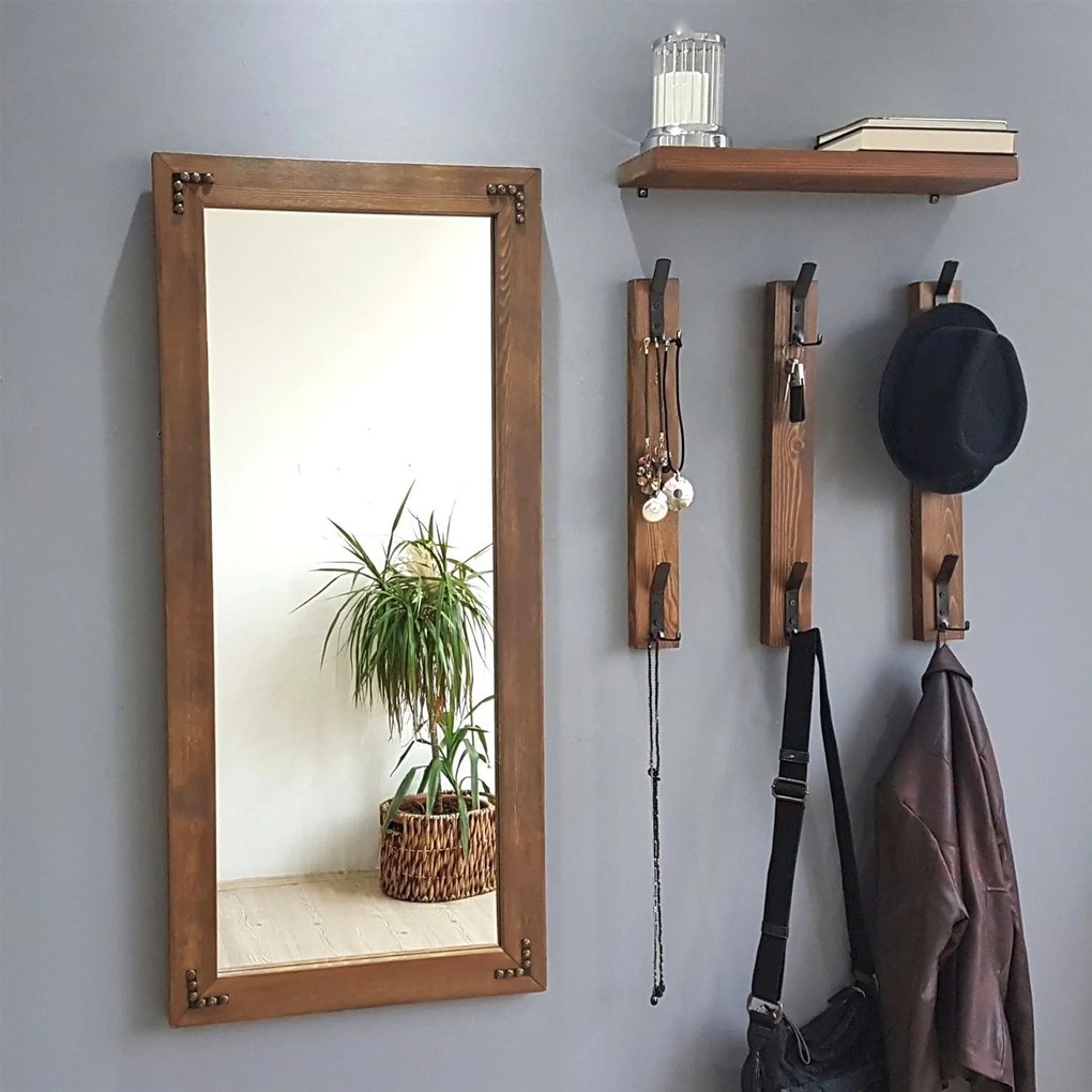 Hall Stand V109 – Walnut – Prateleira: 50x15 cm, Espelho: 50x110 cm, G