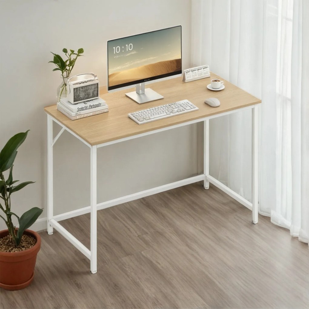 Secretária pequena para computador 60 x 120 x 76 cm Carvalho natural, branco 