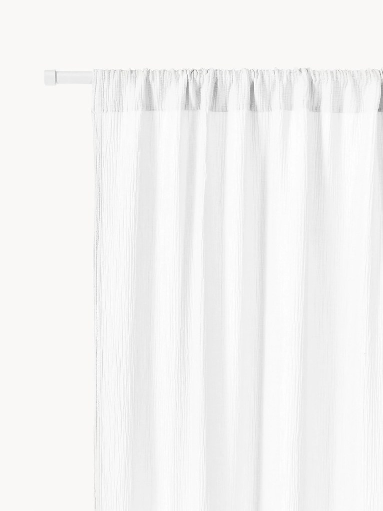 Cortinas em musselina semitransparentes com bainha de túnel Malvina, conjunto de 2