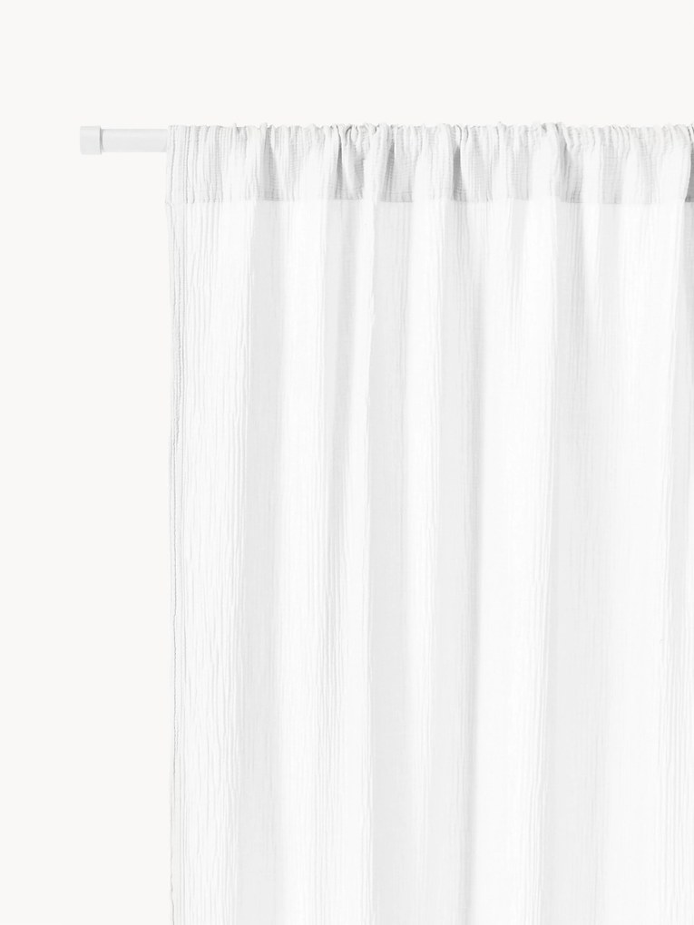 Cortinas transparentes em musselina com bainha para varão Malvina, conjunto de 2, L 130 cm
