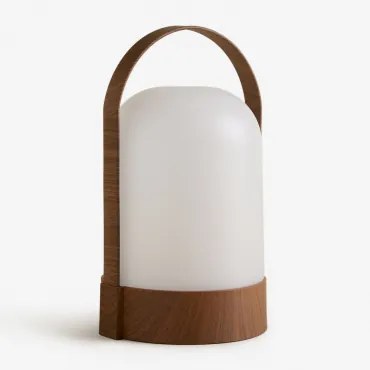 Lâmpada De Mesa Led Sem Fios Para Exterior Agnese Castanho Madeira Escura - Sklum
