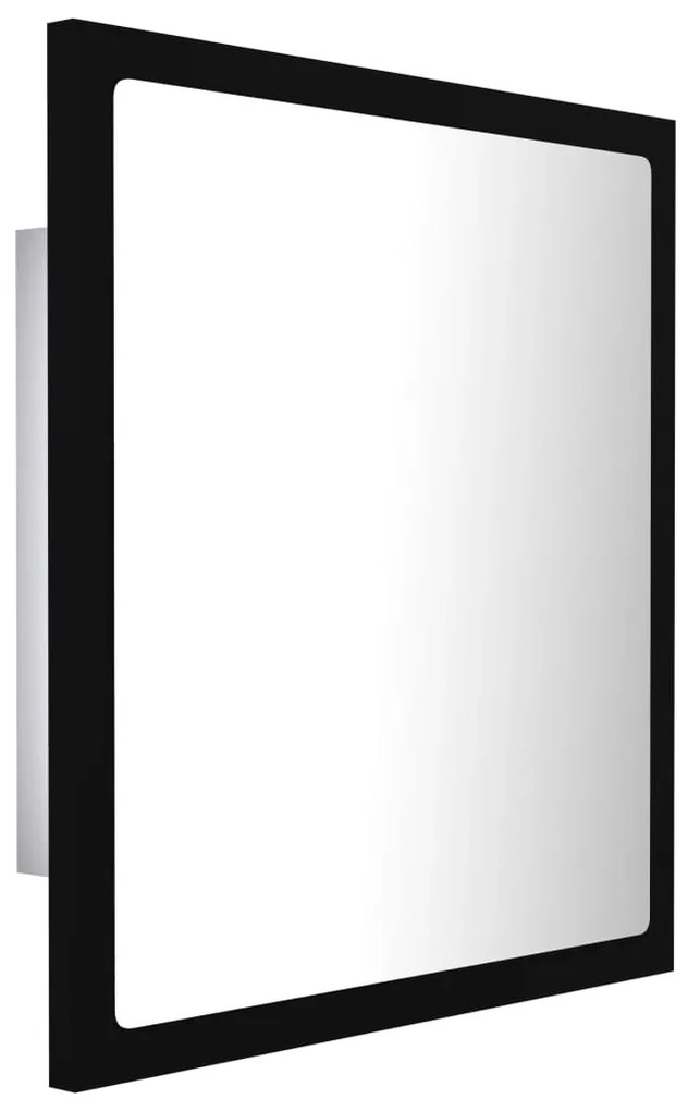 Espelho de casa de banho com LED 40x8,5x37 cm acrílico preto
