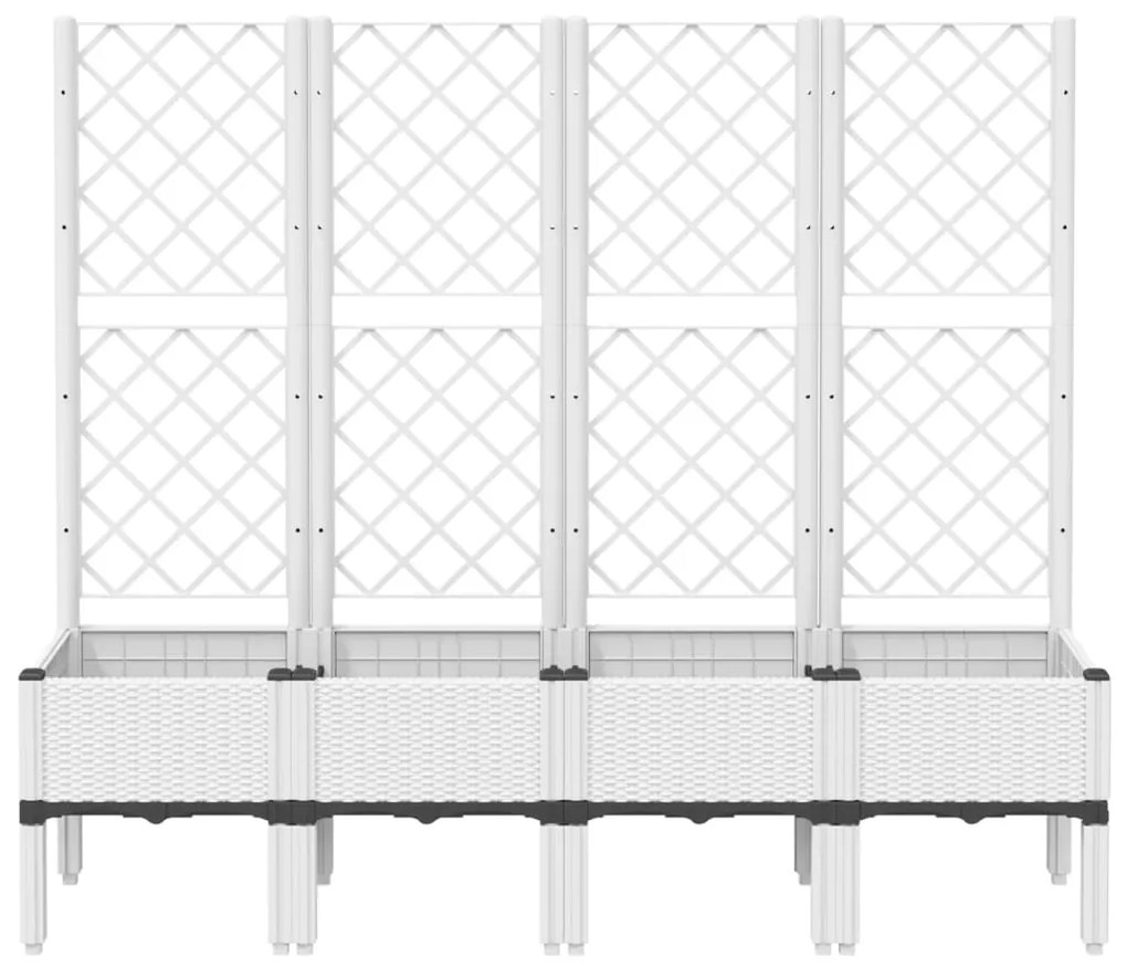 Vaso/floreira de jardim c/ treliça 160x40x142 cm PP branco