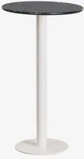 Mesa Alta De Bar Redonda Ø60 Cm Em Pedra Natural Xiren Mármore Verde Big Flower - Branco Glacial - Sklum
