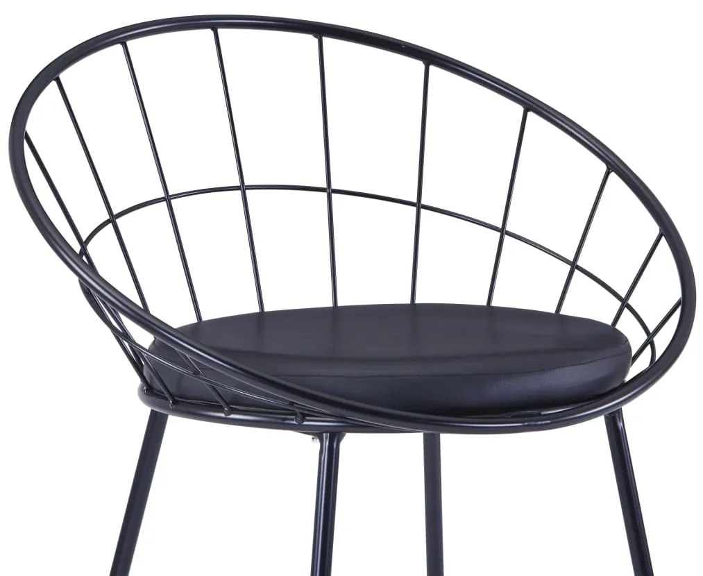 Cadeiras jantar c/ assentos em couro artificial 6 pcs aço preto