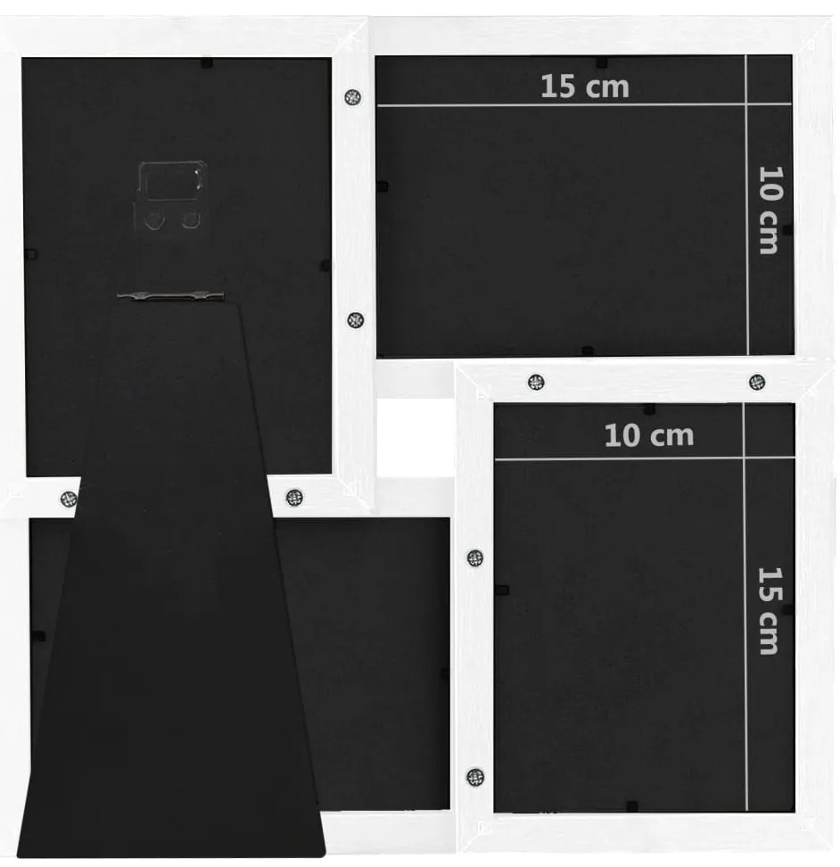 Moldura para 4x(10x15 cm) fotografias MDF branco