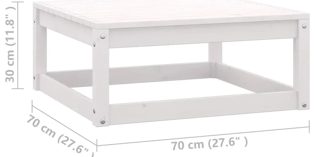 Apoio de pés p/ jardim c/ almofadões 2 pcs pinho maciço branco