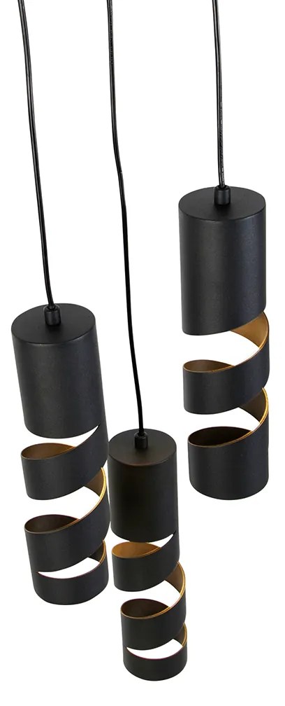 Moderne hanglamp zwart 3-lichts - Stream Moderno