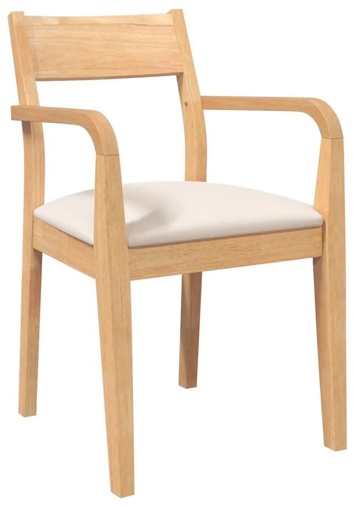 Cadeiras de jantar com almofadões 2 pcs madeira maciça natural