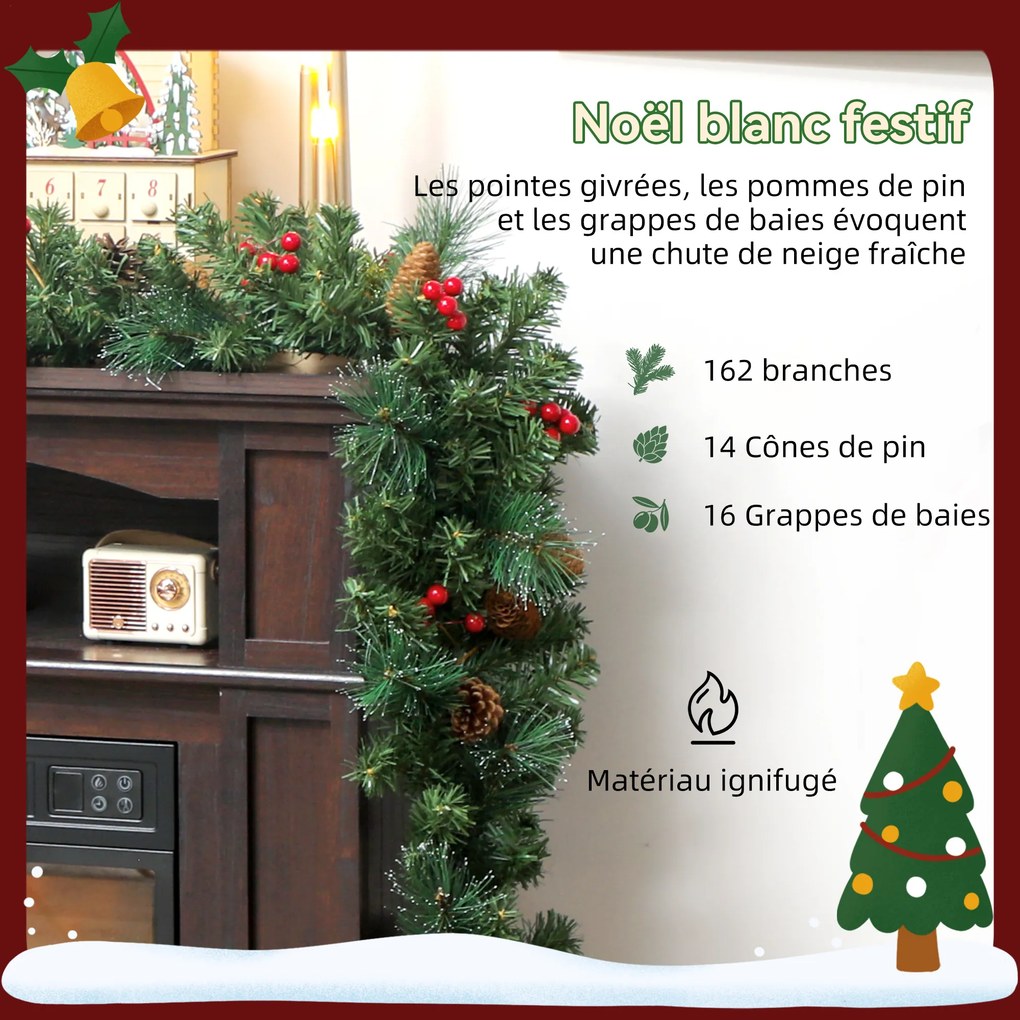 Grinalda de Natal Artificial, 180 x 25 x 25 cm, 162 Ramos Densos, Verde