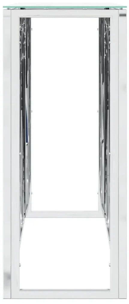 Mesa consola 110x30x70 cm aço inoxidável e vidro prateado
